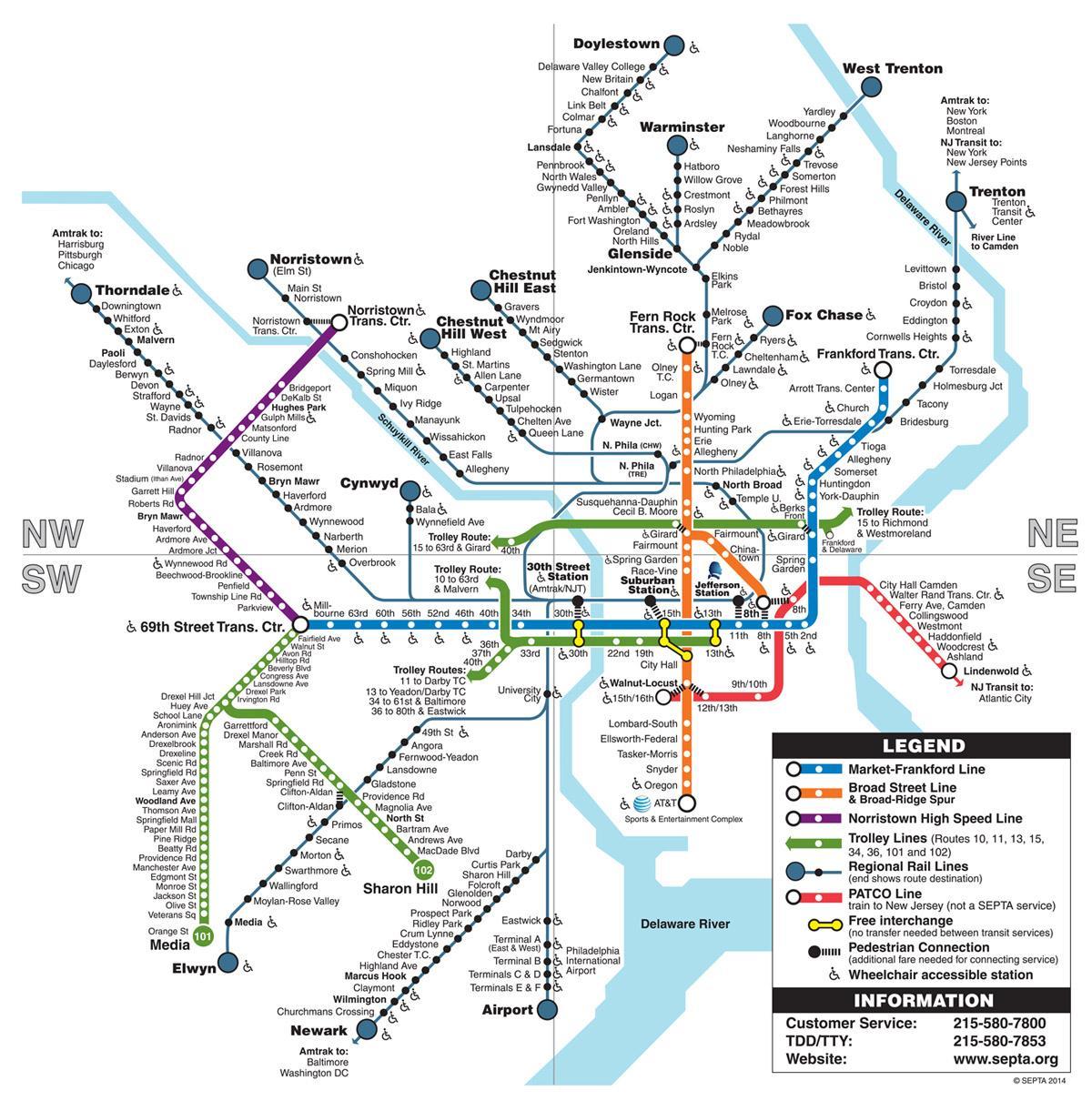 karta över Phila tunnelbana