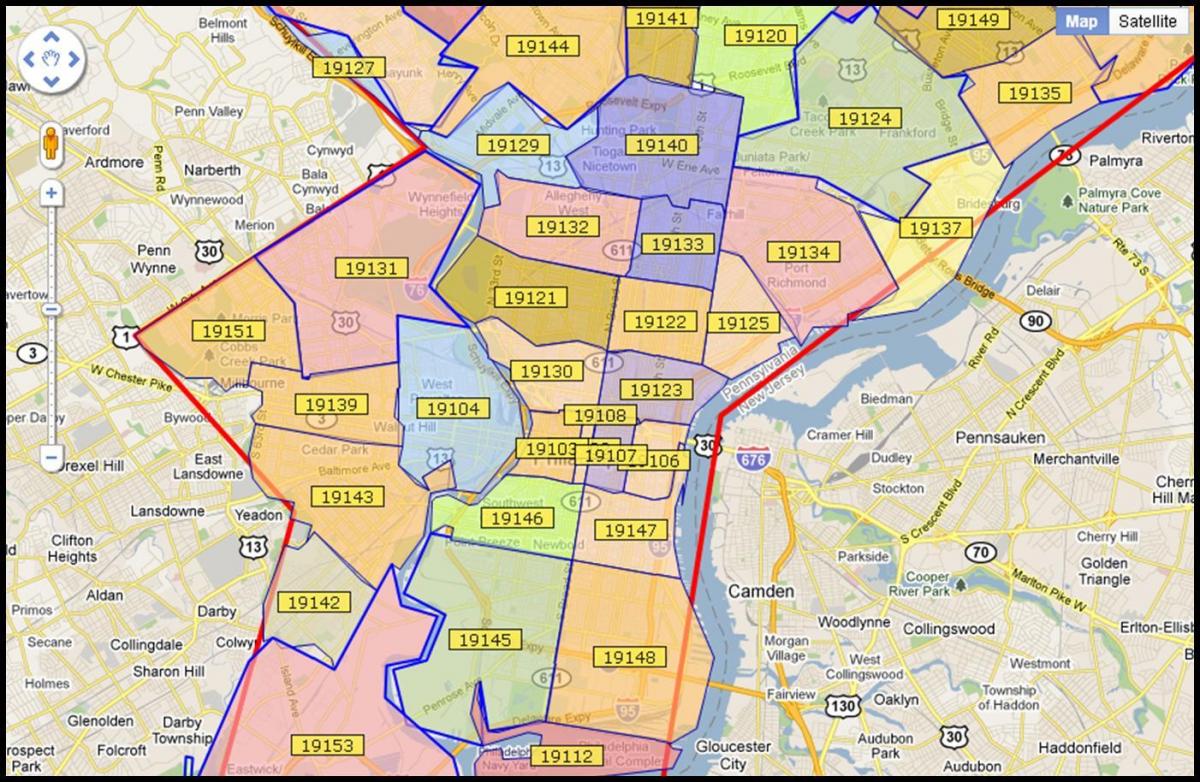 karta över större Philadelphia