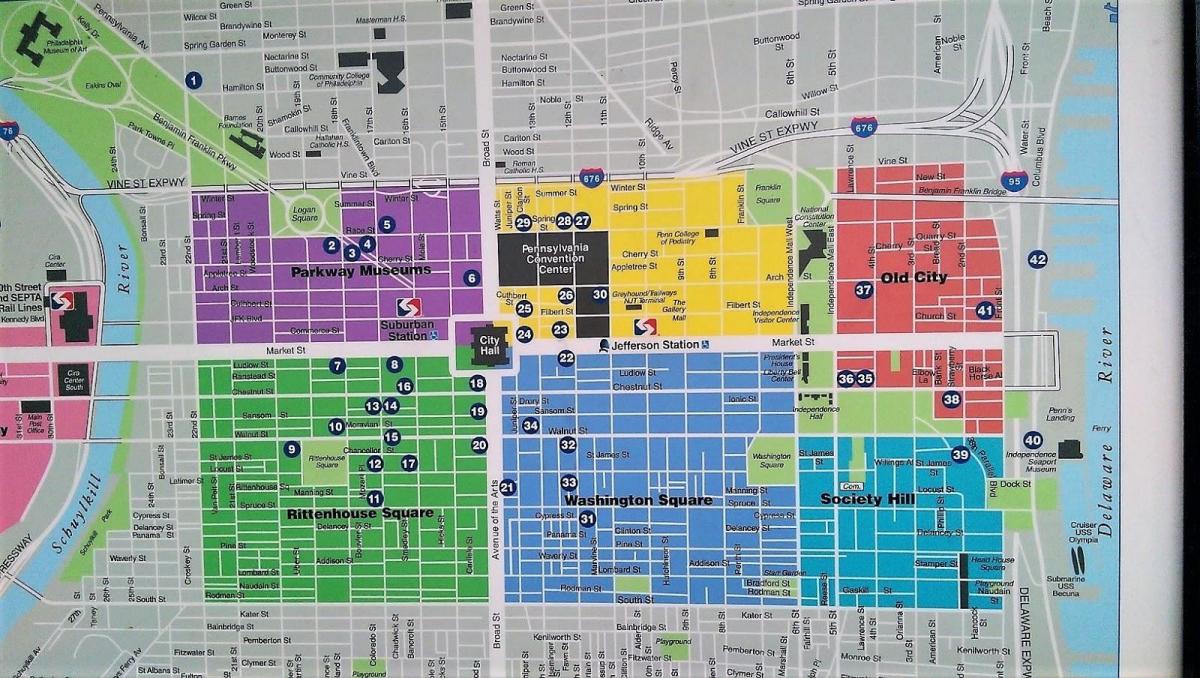karta över center city, Philadelphia