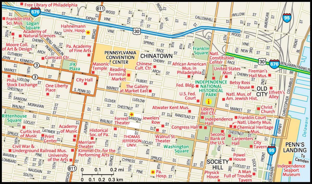 karta över hotell i Philadelphia