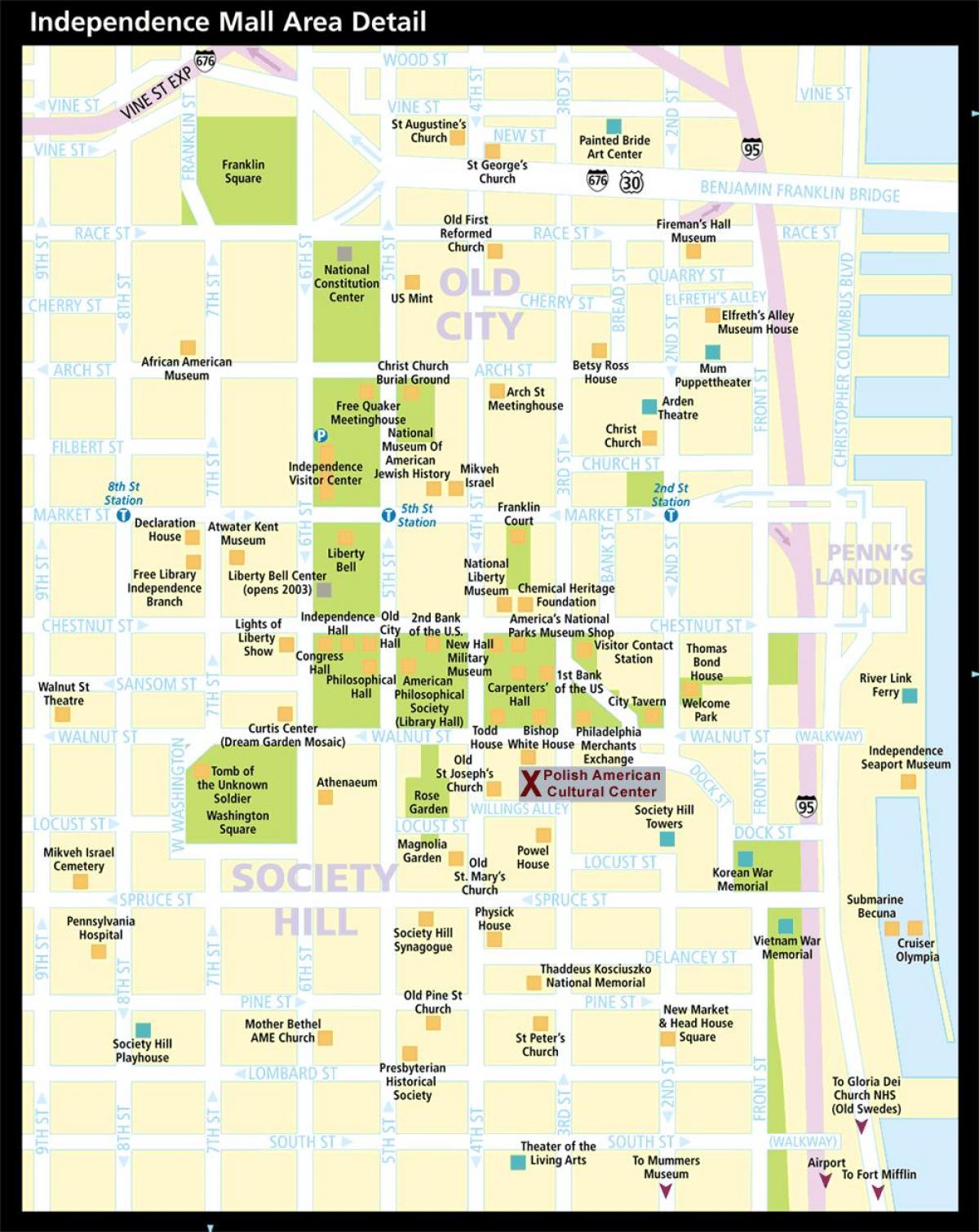 karta över historiska Philadelphia