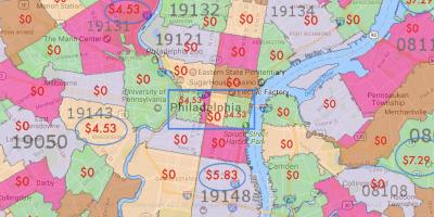 Philadelphia och omgivande områden karta